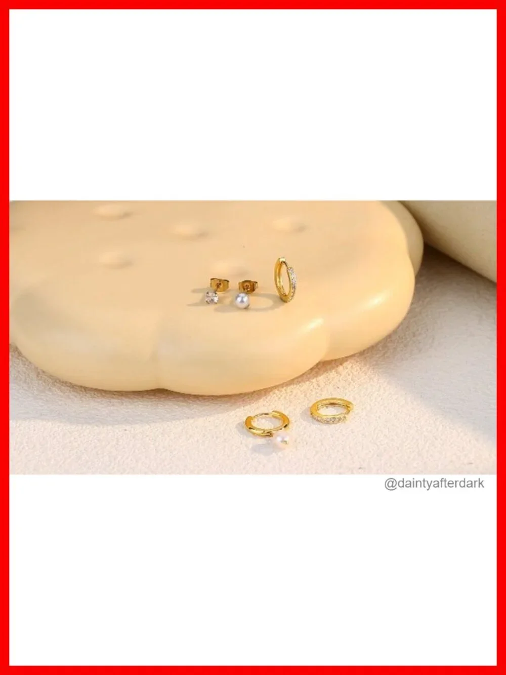 14K Gold Plated Hypoallergenic Stud Hoop Earrings Set for Women - Dainty